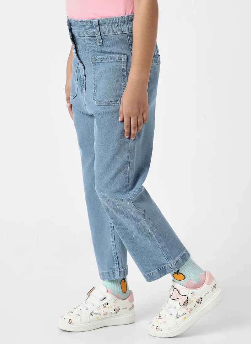 نوتيناتي Nautinati Girls' Solid Classic Fit Cotton Denim Jeans