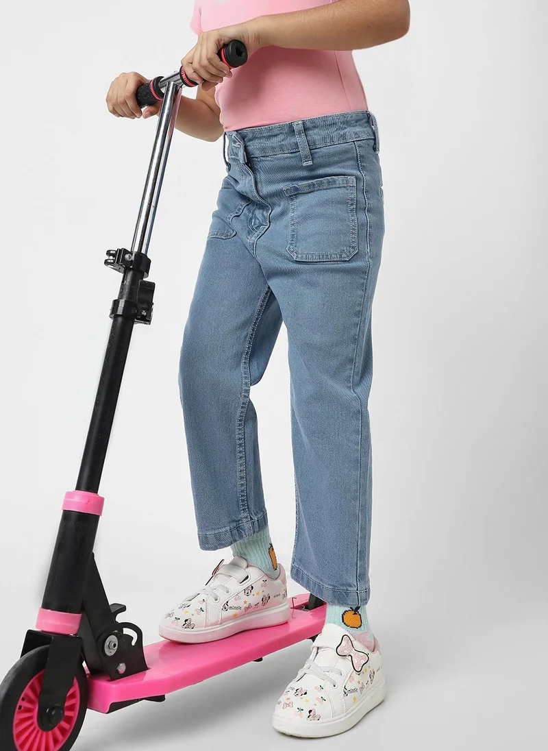 نوتيناتي Nautinati Girls' Solid Classic Fit Cotton Denim Jeans