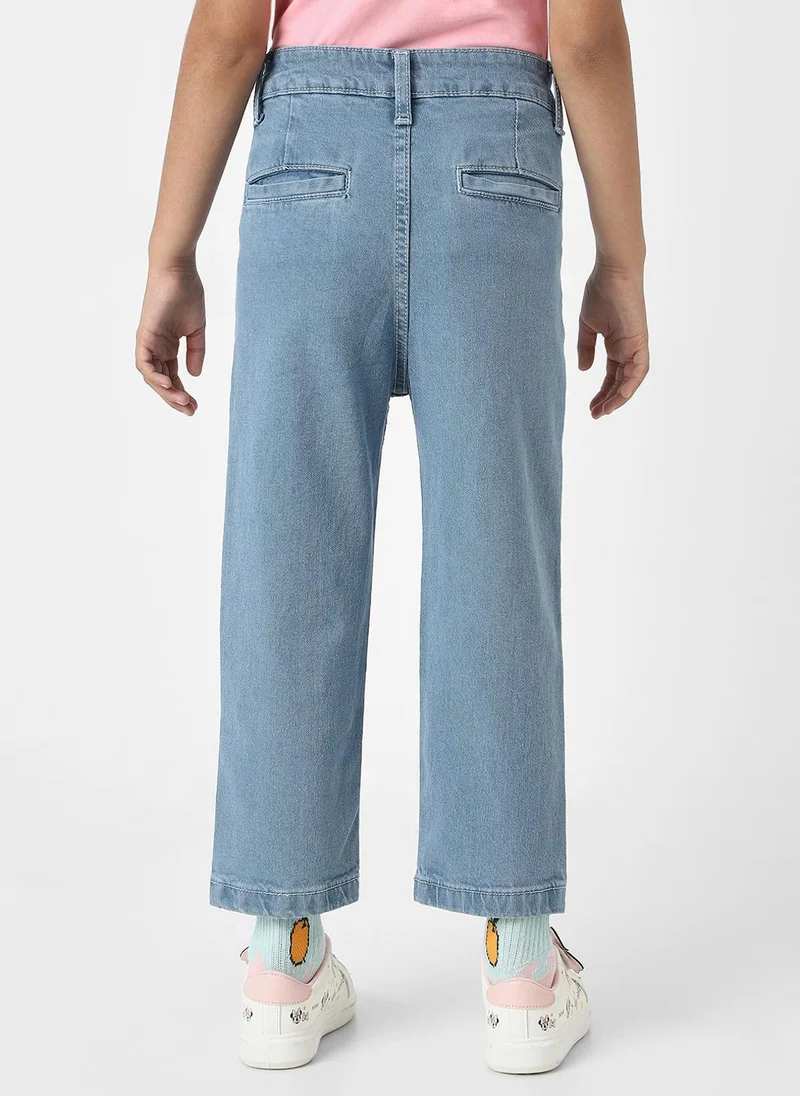 نوتيناتي Nautinati Girls' Solid Classic Fit Cotton Denim Jeans