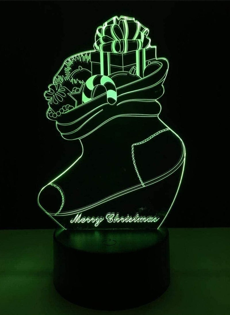 althiqahkey 3D Multicolor Night Light Guitarchristmas Socks 3D Visual Lighting 7/16 Colors Changing Creative Touch Desktop Atmosphere Acrylic LED Multicolor Night Light Child Kids Gifts  - Image 1