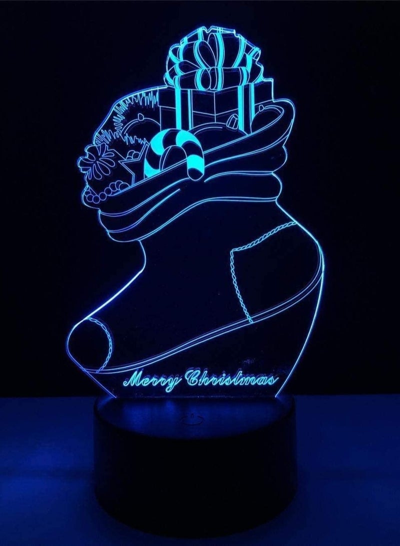 althiqahkey 3D Multicolor Night Light Guitarchristmas Socks 3D Visual Lighting 7/16 Colors Changing Creative Touch Desktop Atmosphere Acrylic LED Multicolor Night Light Child Kids Gifts  - Image 4