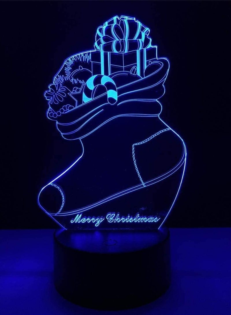 althiqahkey 3D Multicolor Night Light Guitarchristmas Socks 3D Visual Lighting 7/16 Colors Changing Creative Touch Desktop Atmosphere Acrylic LED Multicolor Night Light Child Kids Gifts  - Image 2