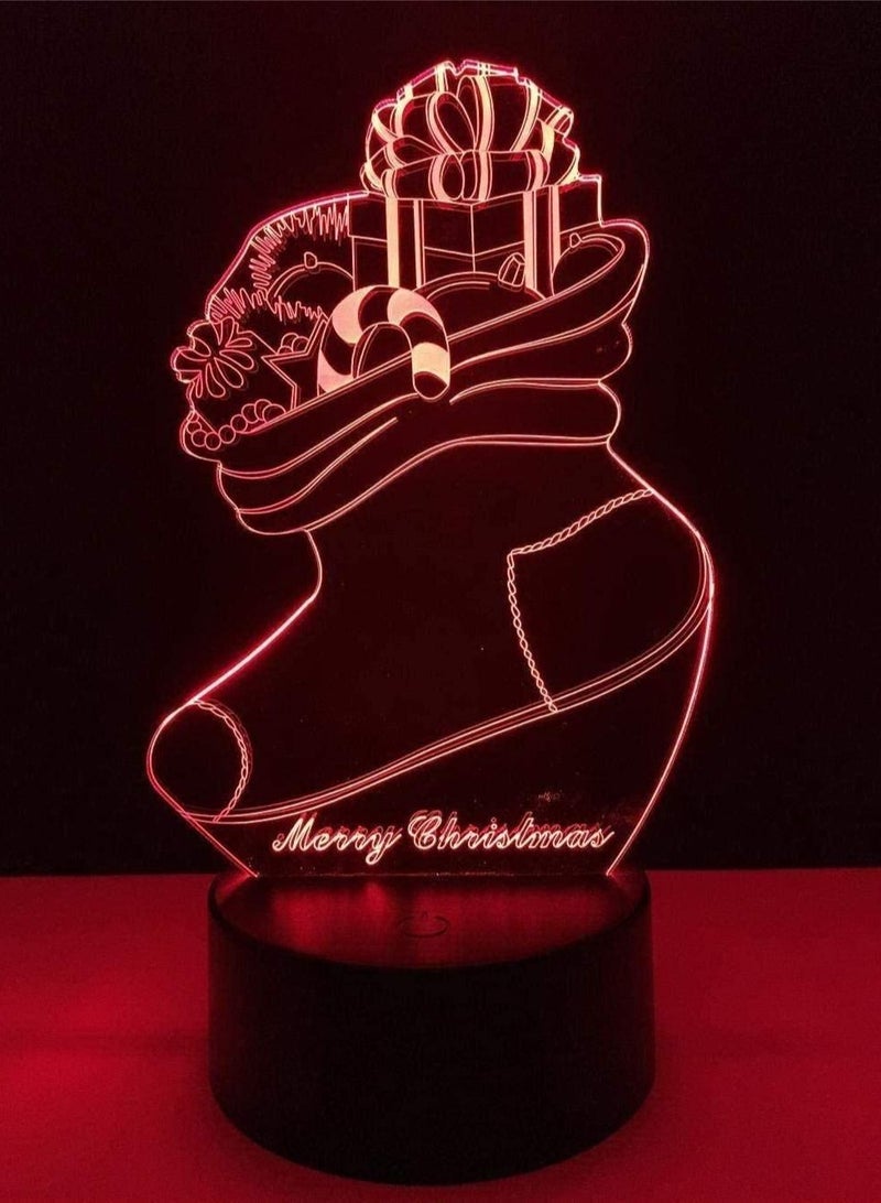 althiqahkey 3D Multicolor Night Light Guitarchristmas Socks 3D Visual Lighting 7/16 Colors Changing Creative Touch Desktop Atmosphere Acrylic LED Multicolor Night Light Child Kids Gifts  - Image 3