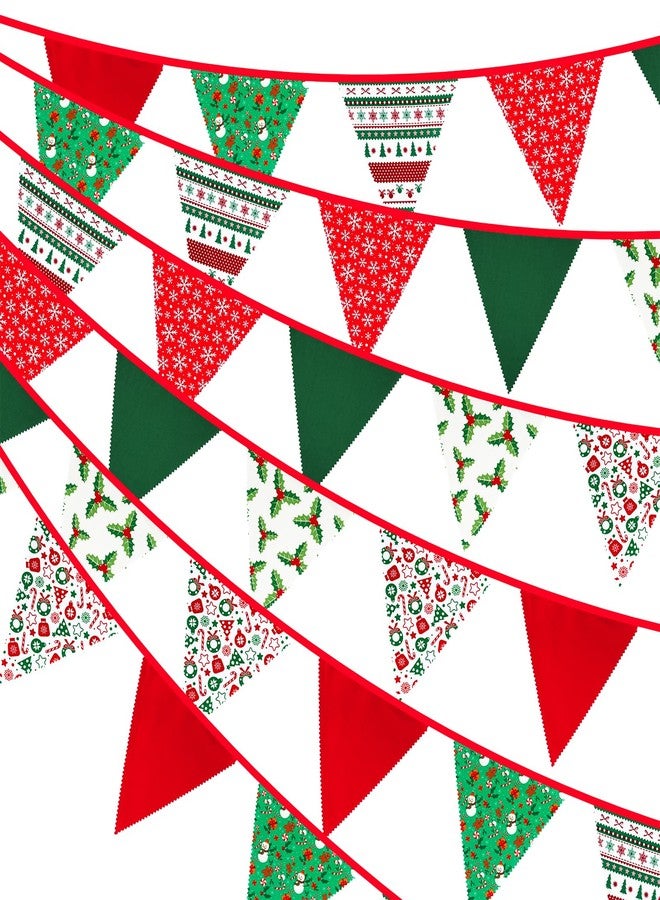 G2PLUS Christmas Triangle Bunting Banner, 39Ft Cotton Pennant Banner, Red and Green Fabric Flags for Holiday, Home and Party Hanging Decorations - Image 1