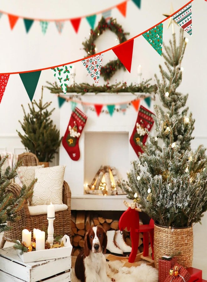 G2PLUS Christmas Triangle Bunting Banner, 39Ft Cotton Pennant Banner, Red and Green Fabric Flags for Holiday, Home and Party Hanging Decorations - Image 5