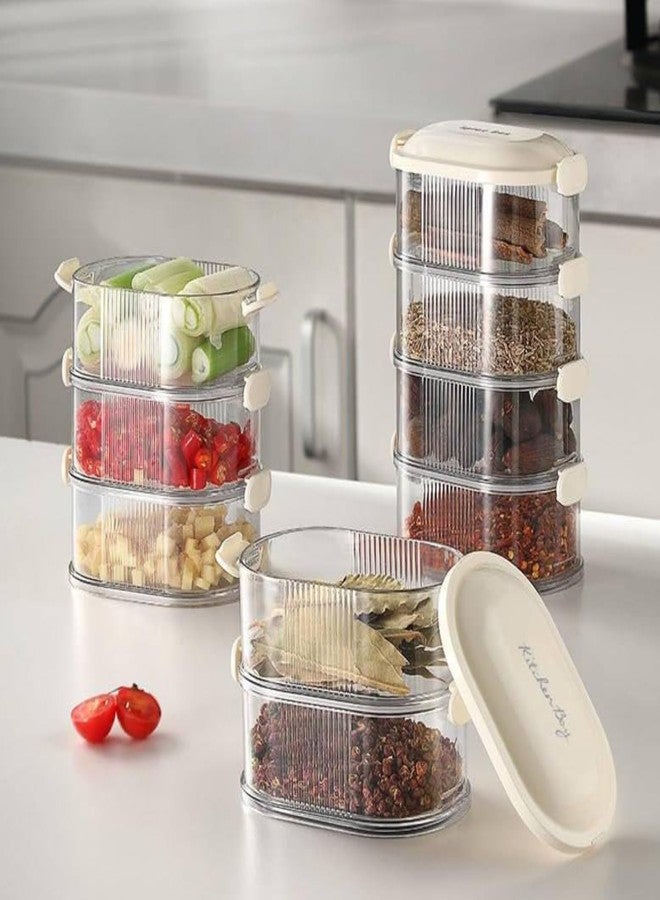 HATANU Airtight containers for condiments,4-layer Storage Box,Stackable Kitchen Condiment Jars with Lids, Leak Proof And Food Fresh-keeping Box, For Fruit, Snack And Spice (4 leyar) - Image 1