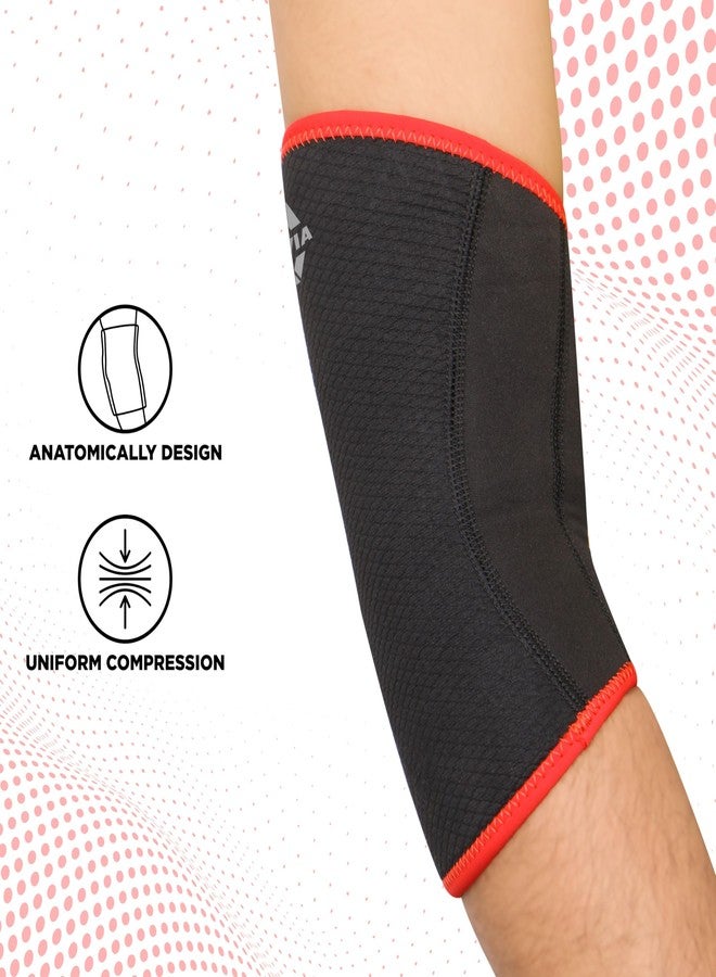 NIVIA Elbow Support with Slip in for Men & Women, Elbow Sleeves & Braces or Wraps, for Stability & Joint Support & Black/Red Color, Used for All Kind of Impact Sports - Image 3