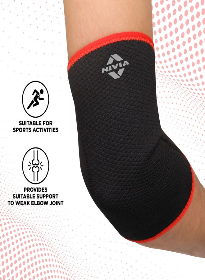 NIVIA Elbow Support with Slip in for Men & Women, Elbow Sleeves & Braces or Wraps, for Stability & Joint Support & Black/Red Color, Used for All Kind of Impact Sports - Image 4