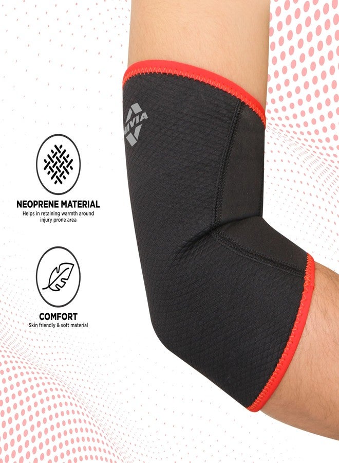 NIVIA Elbow Support with Slip in for Men & Women, Elbow Sleeves & Braces or Wraps, for Stability & Joint Support & Black/Red Color, Used for All Kind of Impact Sports - Image 2