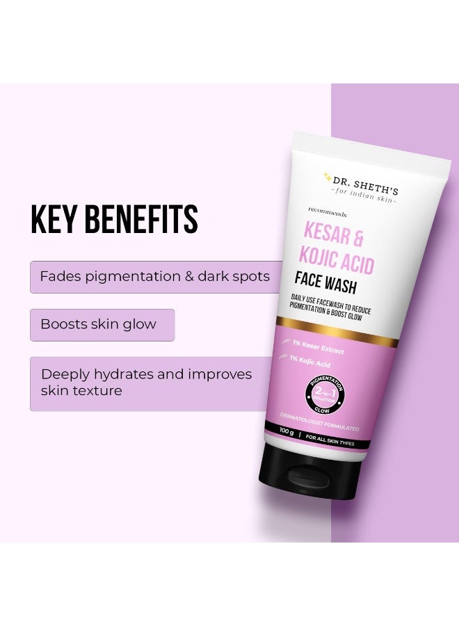 Dr. Sheth's Kesar&Kojic Acid Facewash|With Kesar,Kojic Acid,Niacinamide&Hyaluronic Acid|Pigmentation Free&Glowing Skin|Gently Cleanses&Exfoliates Skin|For Men&Women|For All Skin Types |100G - Image 5