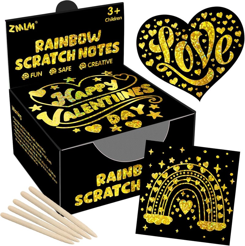 ZMLM 165 Rainbow Scratch Paper Art Crafts Mini Notes Kids Gifts 4 5 6 7 8 9 10 Years Old Girls Boys Students Teens Classroom Prizes School Supplies Birthday Party Travel Toy Activity(Gold Holographic) - Image 1