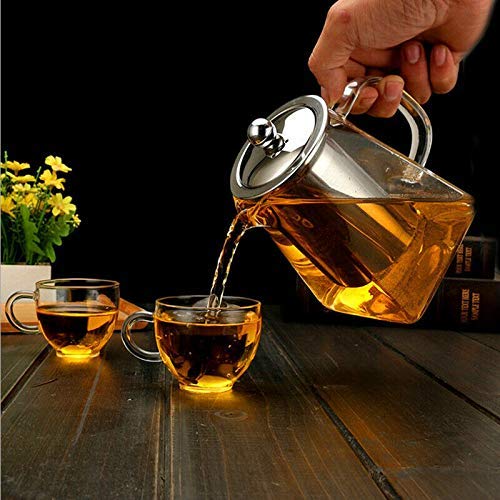 AZSCYN Square Glass Teapot 550 ml Teapot for One with Heat Resistant Stainless Steel Infuser Perfect for Tea and Coffee 550ML Clear Leaf Teapot with Strainer Lid Gift for Your Family or Friends 550ML - Image 3