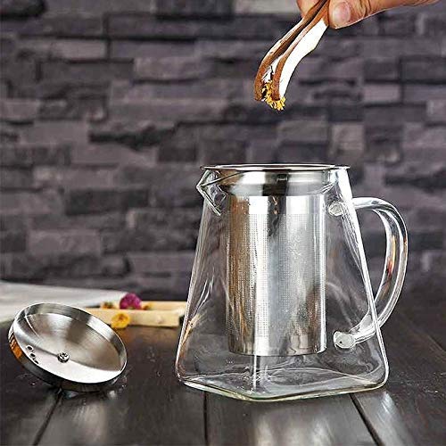 AZSCYN Square Glass Teapot 550 ml Teapot for One with Heat Resistant Stainless Steel Infuser Perfect for Tea and Coffee 550ML Clear Leaf Teapot with Strainer Lid Gift for Your Family or Friends 550ML - Image 4