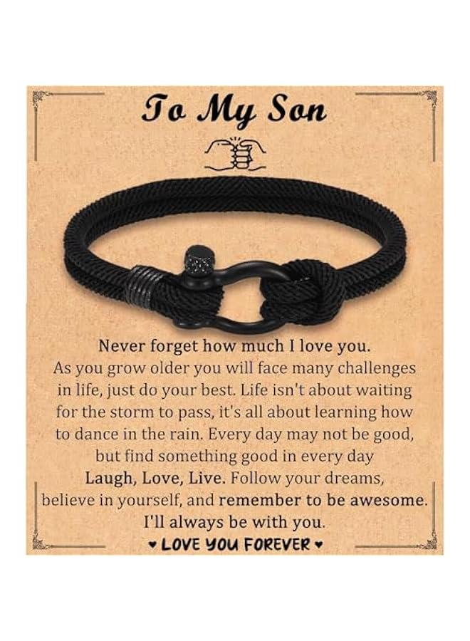 Arabest to My Boys Bracelet Gifts for Son Brother Grandson Nephew Guy Friends, Valentines Birthday Graduation Day  Easter Gifts for Teenage Boys Men - Image 1
