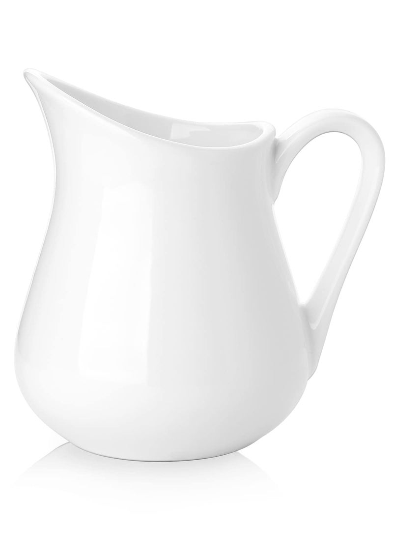 Nucookery Nucookery 12 Oz Ceramic Creamer with Handle White Coffee Milk Pitcher Porcelain Creamer Container Holder For Sauces Salad Coffee Milk Microwave  Freezer Safe 12Ounce Set1 