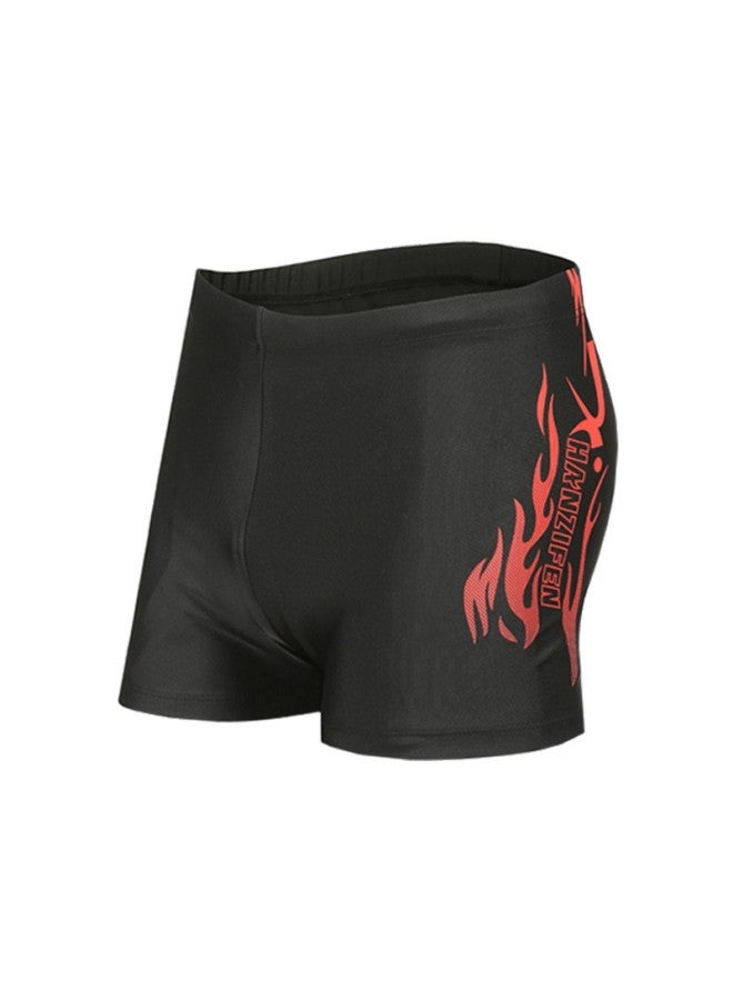 Loquat Adult Swimming Trunks Men's Swimwear Men's Boxer Swimming Trunks Plus Size Quick-drying Flame Wholesale-Color:White Printing- - Image 3