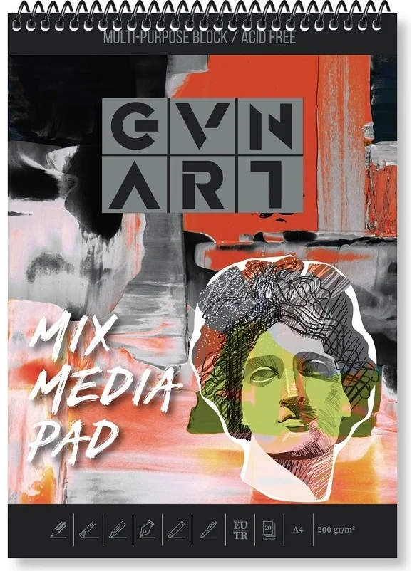 Gvn Art Mix Media Multipurpose Art Block Notebook 200GR A4 20 Sheets