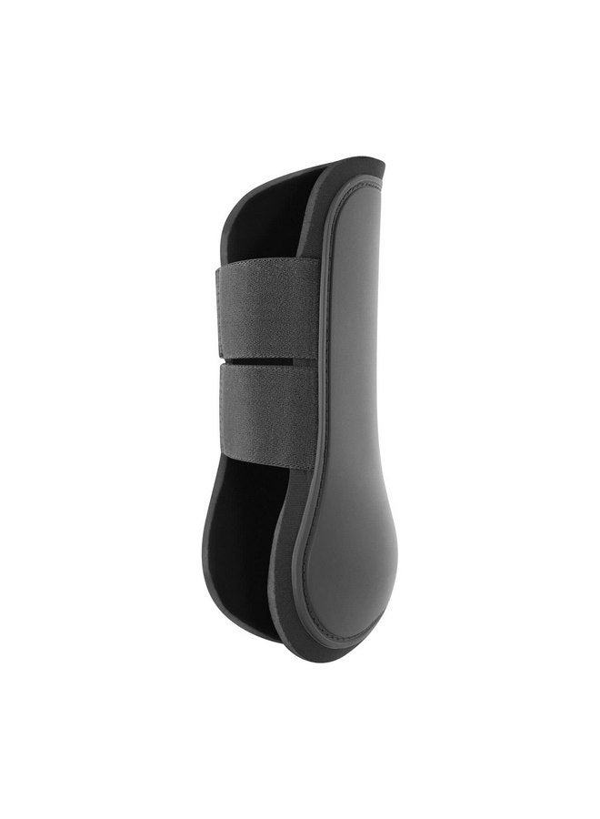 HORZE Chicago Protective Horse Tendon Boots - Lightweight Open Front Boots for Jumping, Trail Riding, and Turnout (Pair) - Black - Warmblood - Image 4