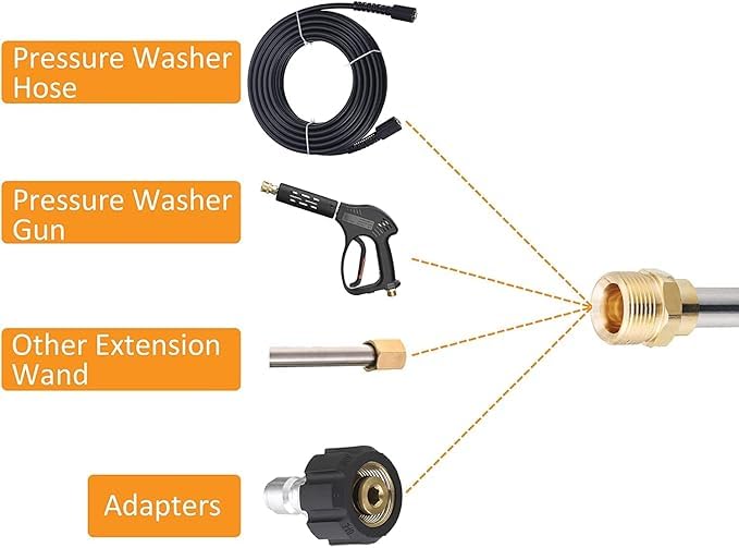 KRISHAK TOOLS Brass Pressure Washer Spray Wand/Extension 45 Degree Bend Rod, 20", 5000 PSI with QC Adapter with 15" inch Straight Rod - Image 3