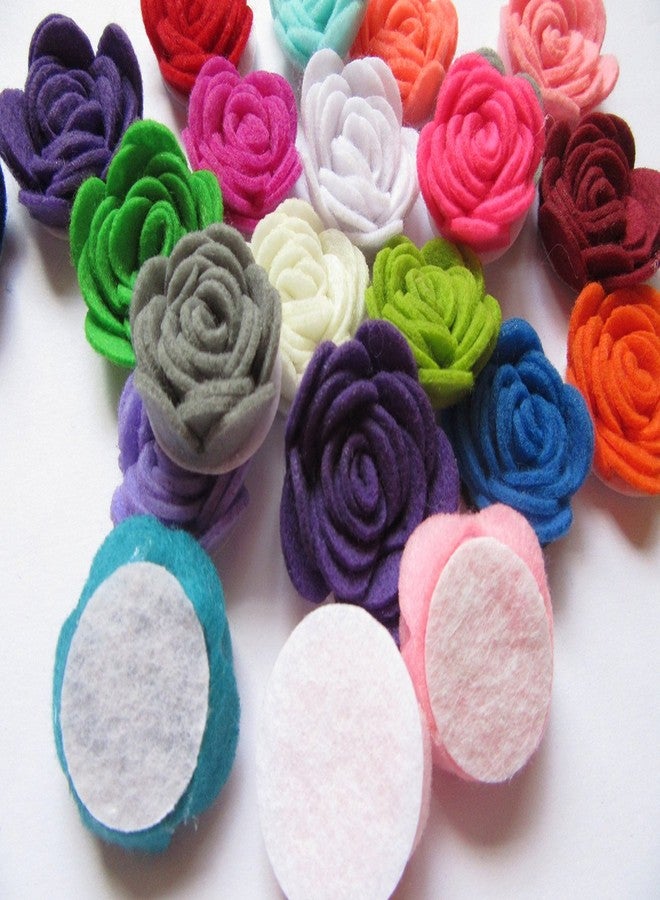 YYCRAFT Pack of 20PCS Felt Flower Rose 1.5" 4D Applique/Bow-Mix - Image 2
