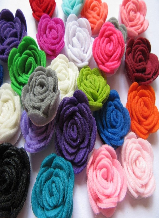 YYCRAFT Pack of 20PCS Felt Flower Rose 1.5" 4D Applique/Bow-Mix - Image 1