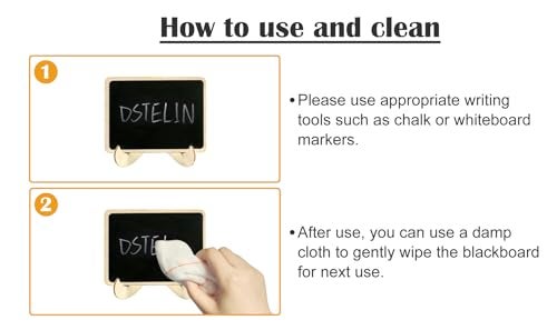 DSTELIN 20 Pack Wood Mini Chalkboards Signs with Support Easels, Place Cards, Small Rectangle Chalkboards Blackboard for Weddings, Birthday Parties, Message Board Signs and Event Decorations - Image 3
