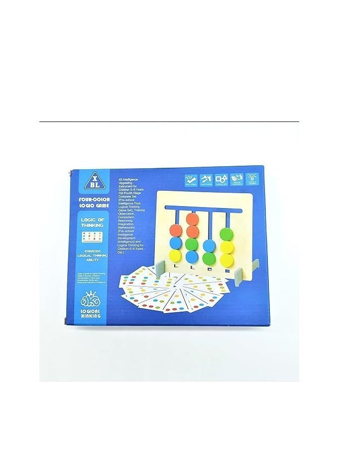 4 Color Wooden Puzzle Game for Kids, Color Shape Sorting Logic Games Maze Slide, Developmental Early Learning Toy  - Image 2