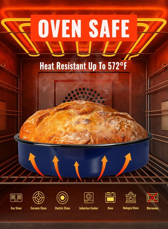 MCCSI Enamel Pizza Pan Deep Dish Roasting Pan 10 Inch Round Cake Pan High Temperature Resistance Non-Stick Chicken Roaster Tray, Oven Dishwasher Safe Birthday Gift for Mother Day Bread Baking Pan - Image 3