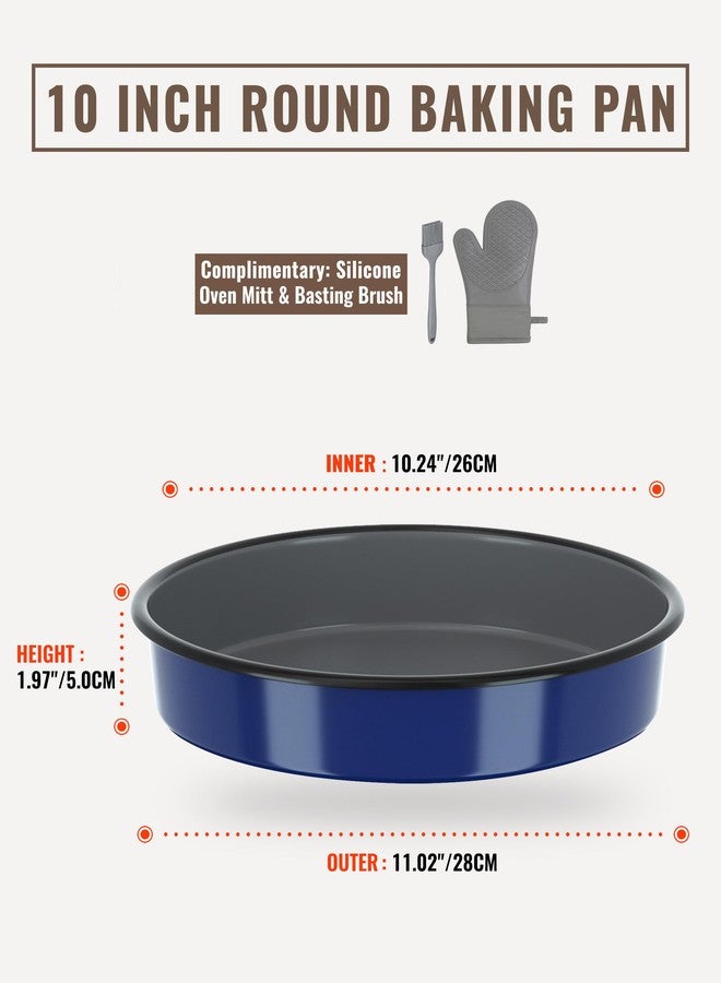 MCCSI Enamel Pizza Pan Deep Dish Roasting Pan 10 Inch Round Cake Pan High Temperature Resistance Non-Stick Chicken Roaster Tray, Oven Dishwasher Safe Birthday Gift for Mother Day Bread Baking Pan - Image 2