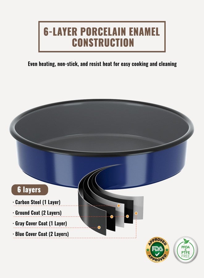 MCCSI Enamel Pizza Pan Deep Dish Roasting Pan 10 Inch Round Cake Pan High Temperature Resistance Non-Stick Chicken Roaster Tray, Oven Dishwasher Safe Birthday Gift for Mother Day Bread Baking Pan - Image 4