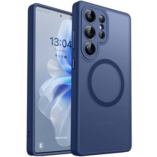 CANSHN Designed for Samsung Galaxy S25 Ultra Case 2025 Full Camera Protection Compatible with Magsafe Translucent Matte Back Protective Phone Cover Deep Blue - Image 1