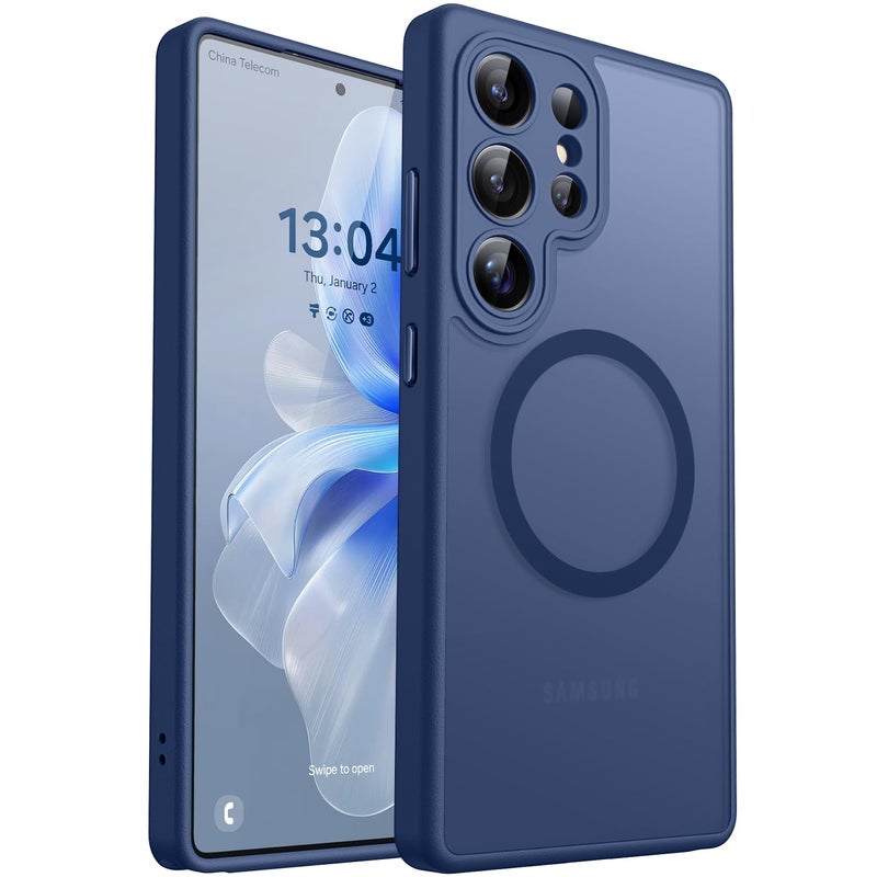 CANSHN Designed for Samsung Galaxy S25 Ultra Case 2025 Full Camera Protection Compatible with Magsafe Translucent Matte Back Protective Phone Cover Deep Blue - Image 2