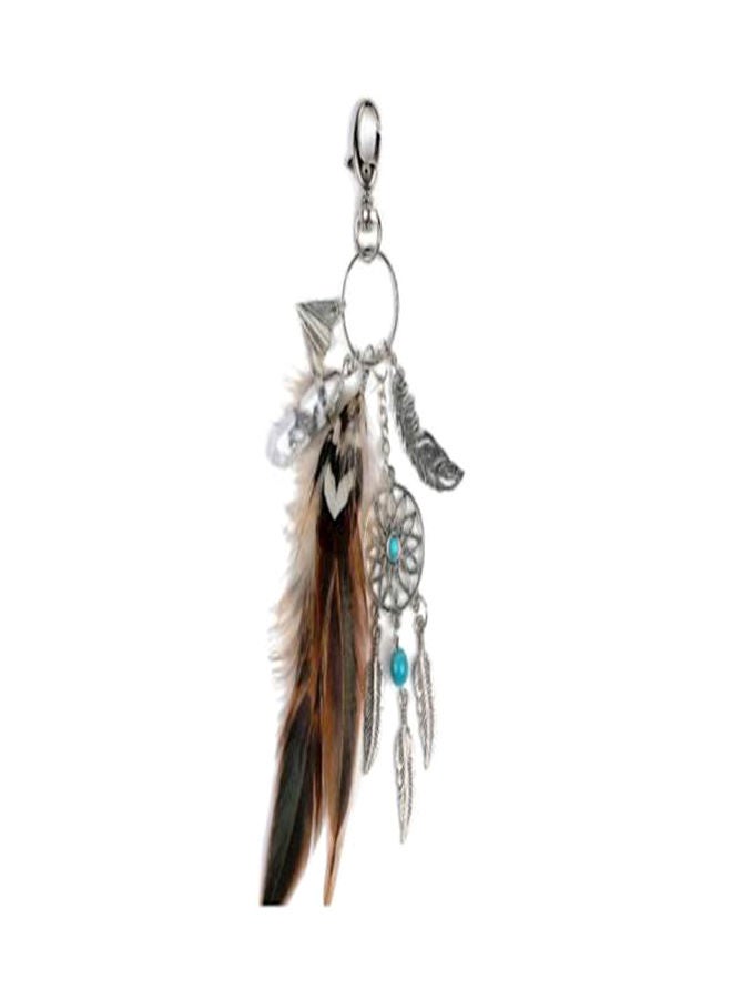 XiuWoo Stylish Natural Crystal Agate Colorful Feather Metal Tassel Dreamcatcher Key Chain