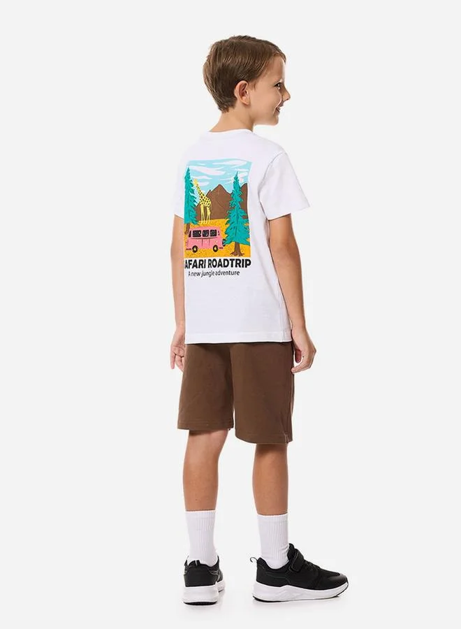 فكتور اند جين Victor and Jane Safari Road Trip Graphic Print T-Shirt and Drawstring Shorts Set