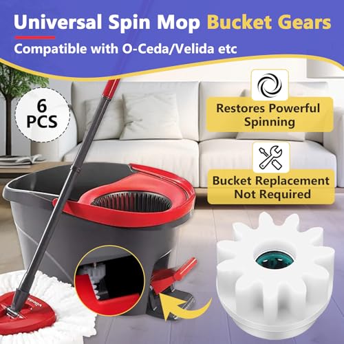 HAVANSIDY 6 Pcs Spin Mop Cleaning Gears Parts, Replacement Gears for OCedar Mop Bucket, One Way Clutch Bearing Bucket Gear Sprockets Repair for O-Cedar Easywring Bucket System - Image 2
