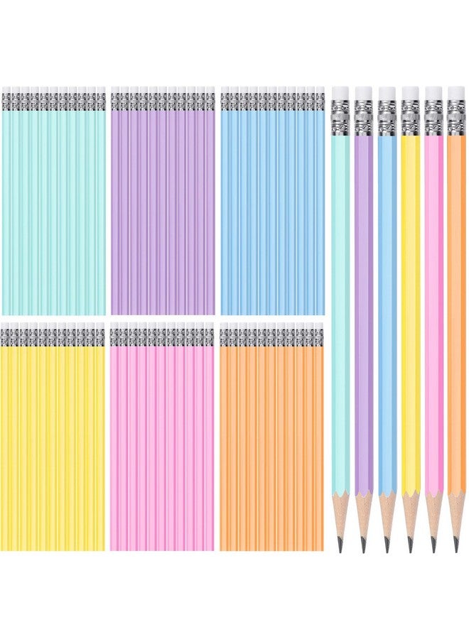 TecUnite 60 Pcs HB Pencils #2 Unsharpened Wood Cased Pencils with Eraser Hexagonal Pencil Cute Graphite No 2 Pencils for Adults Gifts Exam School Office Sketching Learning (Macaron Color, Silver) - Image 1