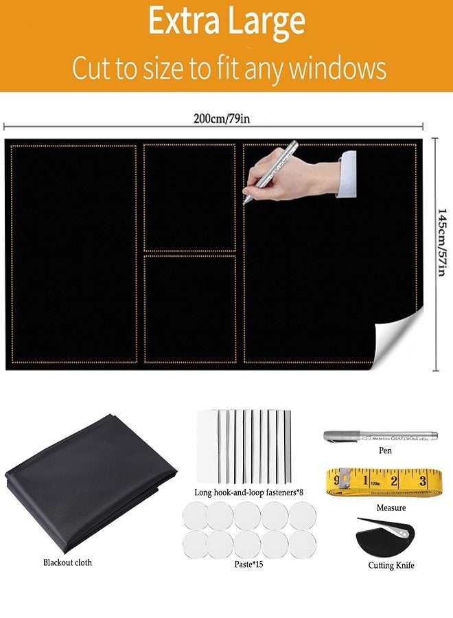 ستارة تظليل للنوافذ، ستائر تظليل محمولة مقاس 79 × 57 بوصة للنوافذ، ستائر تظليل للنوافذ مع أشرطة لاصقة بدون حاجة إلى ثقب، ستائر تظليل قابلة للقص لغرفة النوم، المركبات الترفيهية، غرفة الأطفال، غرفة الوسائط - Image 2