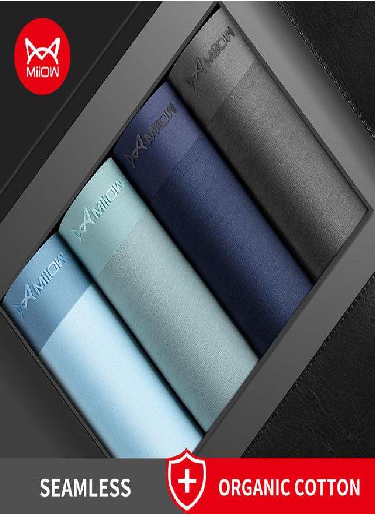 MIIOW - 4Pcs  Men Underpants Boxers Shorts Hip Raise Organic Cotton Trunk Man Underwear Boxer Men's Panties Top Boxershorts - Image 1