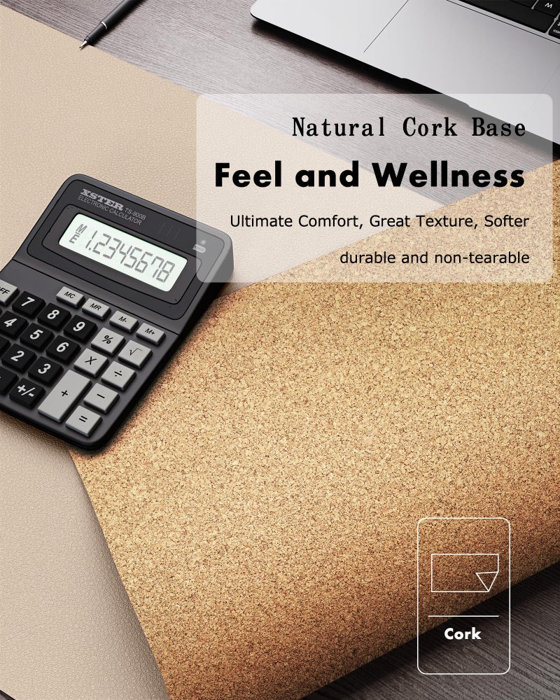 YSAGi Double-Sided Desk Pad, 35.4"x17" Leather Desk Mat, Eco Cork Desk Pad Protector,Large Mouse Pad,Waterproof Desk Blotter for Office/Home (Beige/Cork) - Image 3