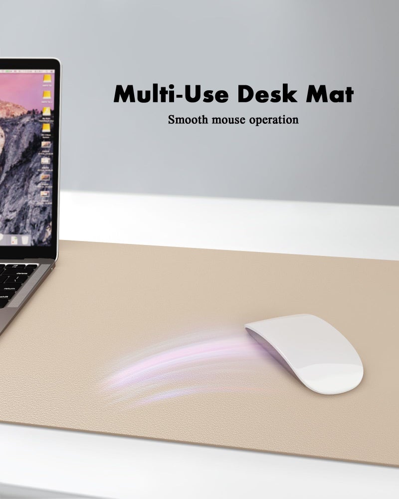 YSAGi Double-Sided Desk Pad, 35.4"x17" Leather Desk Mat, Eco Cork Desk Pad Protector,Large Mouse Pad,Waterproof Desk Blotter for Office/Home (Beige/Cork) - Image 5