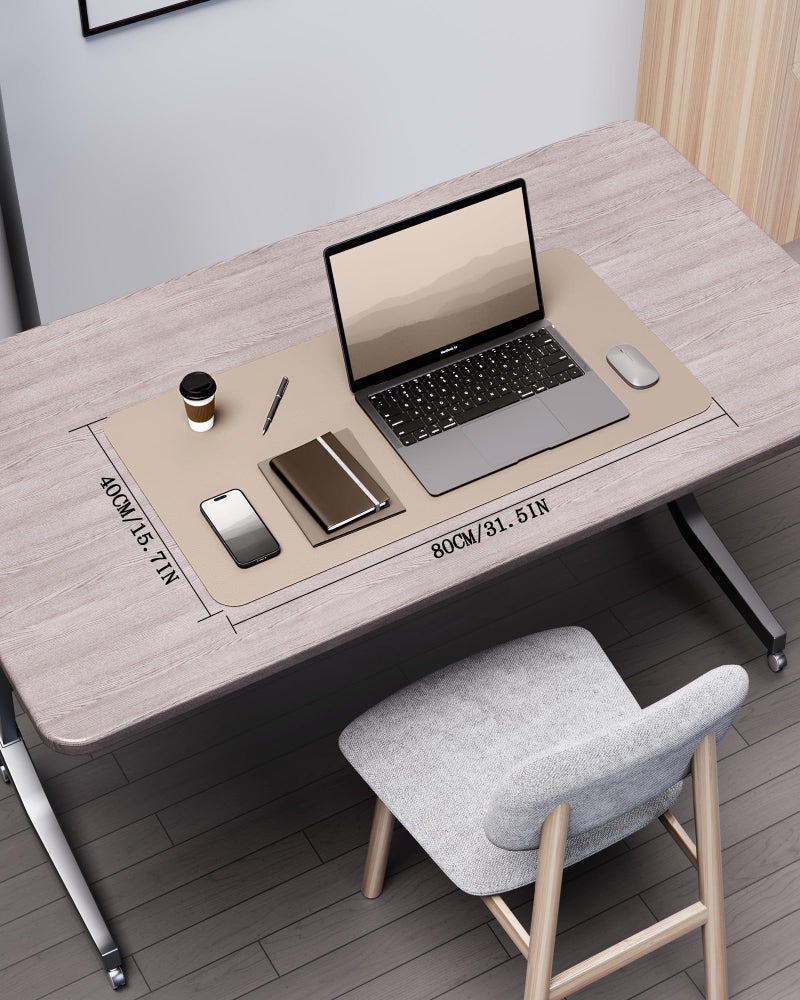 YSAGi Double-Sided Desk Pad, 35.4"x17" Leather Desk Mat, Eco Cork Desk Pad Protector,Large Mouse Pad,Waterproof Desk Blotter for Office/Home (Beige/Cork) - Image 2
