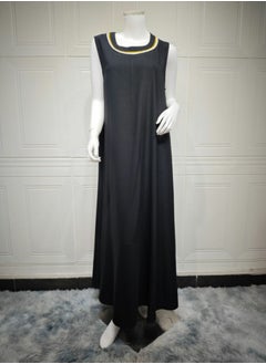 Loquat Ladies Embroidered Robe Long Dress Set Open Front Outer Robe+Inner Skirt+Belt Muslim Abaya Black  - Image 4