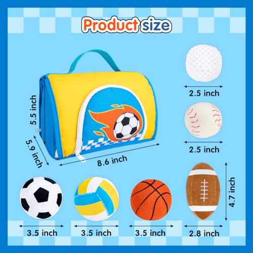 teytoy My First Sports Bag for Baby,Stuffed Plush Playset with Soft Basketball,Baseball,Football,Soccer,Golf Ball,Volleyball Baby Birthday Gift Toys for 1 Year Old Boys Girls - Image 5