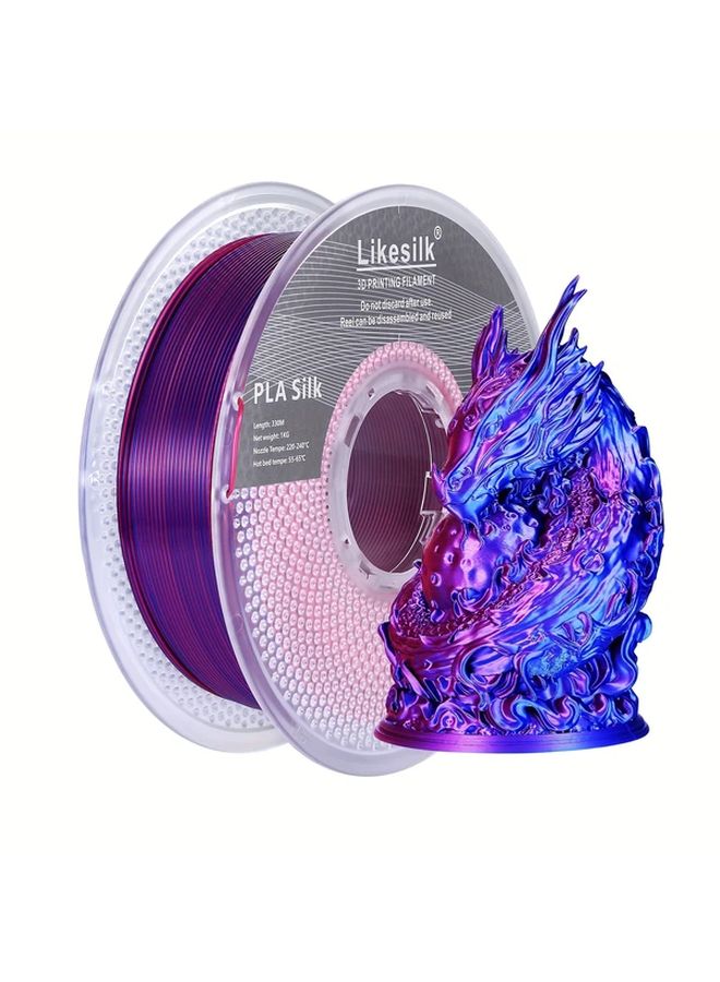 خيوط حرير أحمر أزرق PLA 1.75 مم 1 كغم بكرة خالية من الانسداد عالية الدقة للطباعة ثلاثية الأبعاد - Image 1