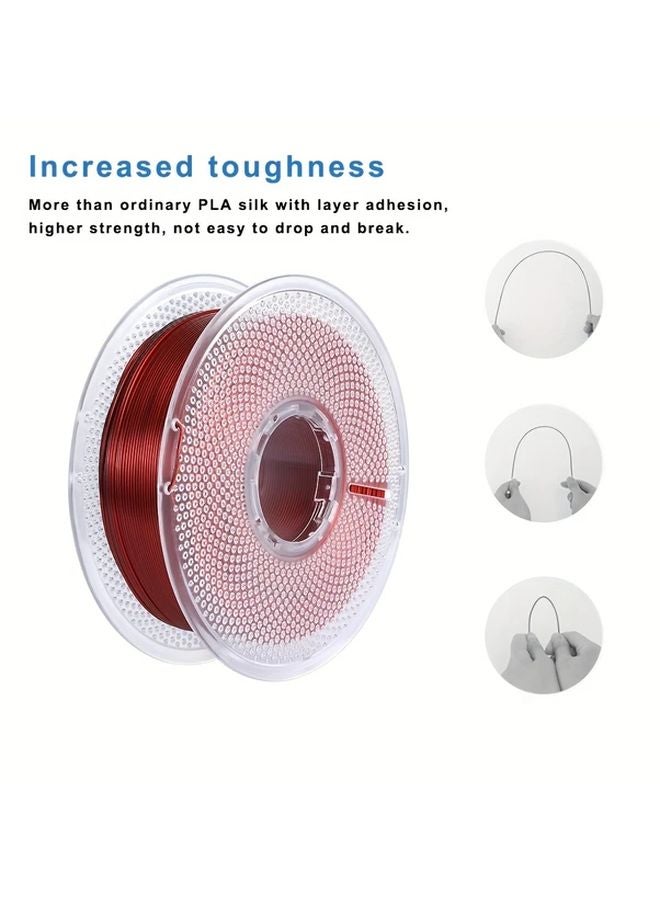 خيوط حرير أحمر أزرق PLA 1.75 مم 1 كغم بكرة خالية من الانسداد عالية الدقة للطباعة ثلاثية الأبعاد - Image 2