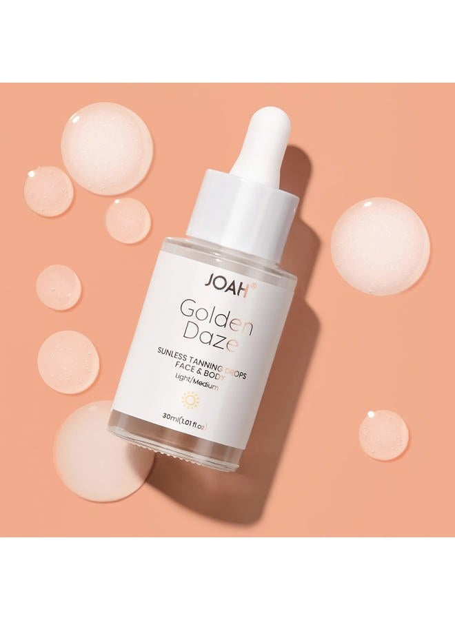 JOAH Self Tanner, Sun & Seoul Golden Daze Sunless Tanning Drops, Moisturizing Self Tanning for Face & Body, Vegan & Cruelty-Free, Light/Medium, 30ml (1.01 Fl. oz.) - Image 3