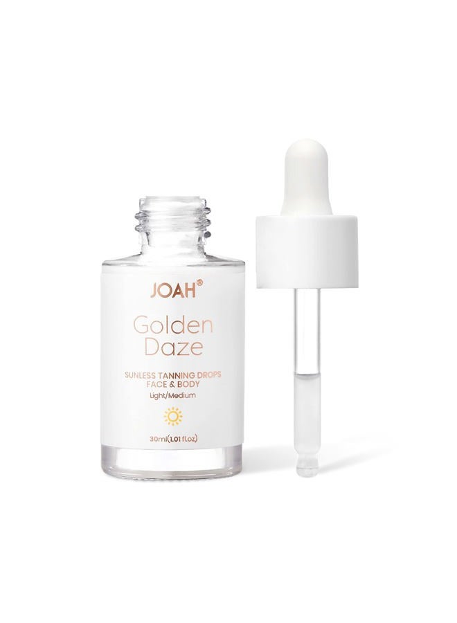 JOAH Self Tanner, Sun & Seoul Golden Daze Sunless Tanning Drops, Moisturizing Self Tanning for Face & Body, Vegan & Cruelty-Free, Light/Medium, 30ml (1.01 Fl. oz.) - Image 2