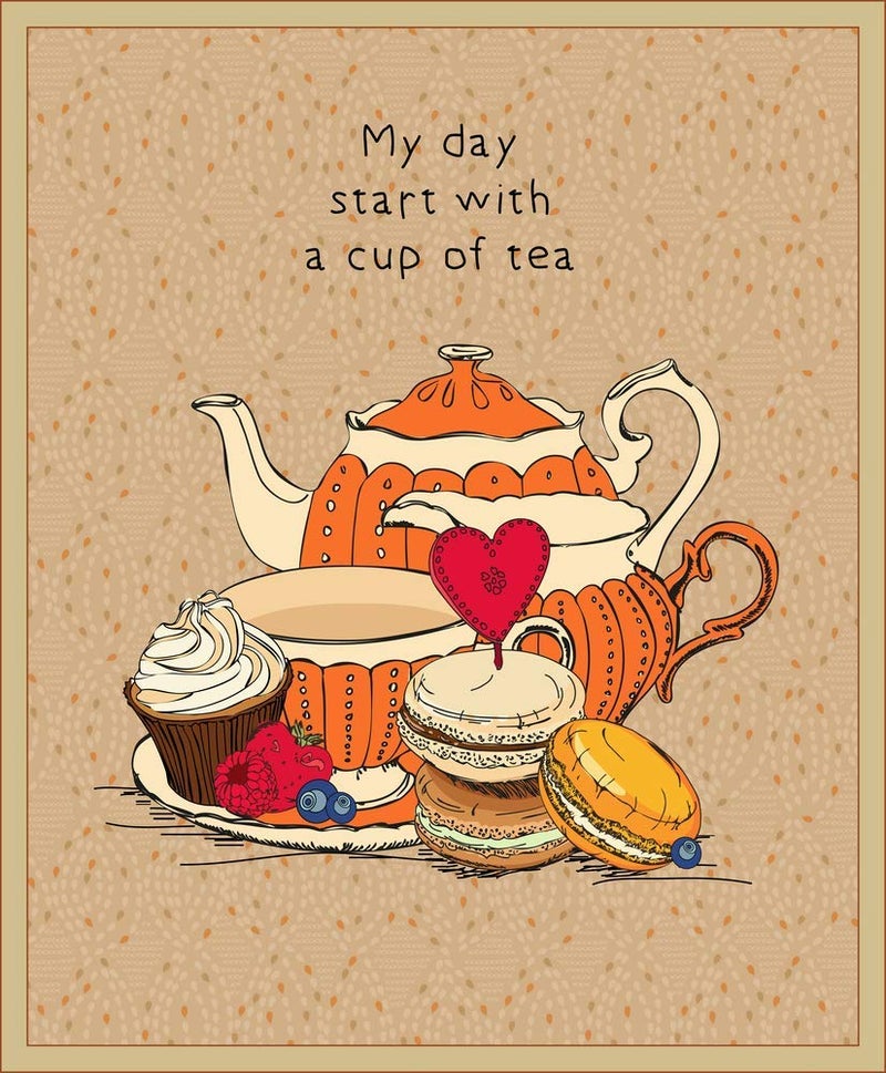 5 Ace 5 Ace 300 GSM Thick Paper My Day Start with Cup of Tea Motivational Inspiring Quote Poster for Living Room Office Multicolour 12x18inch without Frame