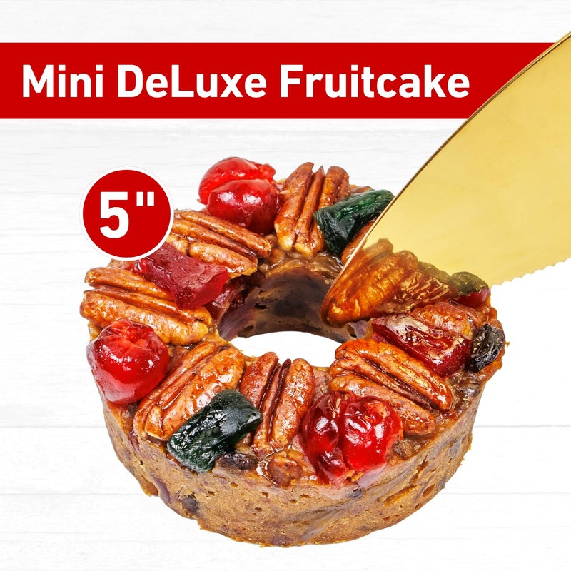 Collin Street Bakery Mini DeLuxe Fruitcake in Collectible Gift Tin - 5” Fruitcake Handcrafted Fresh with Pecans, Pineapple, Papaya, Ripe Cherries, Raisins, & Honey - Baked in Texas (9.9 oz) - Image 2