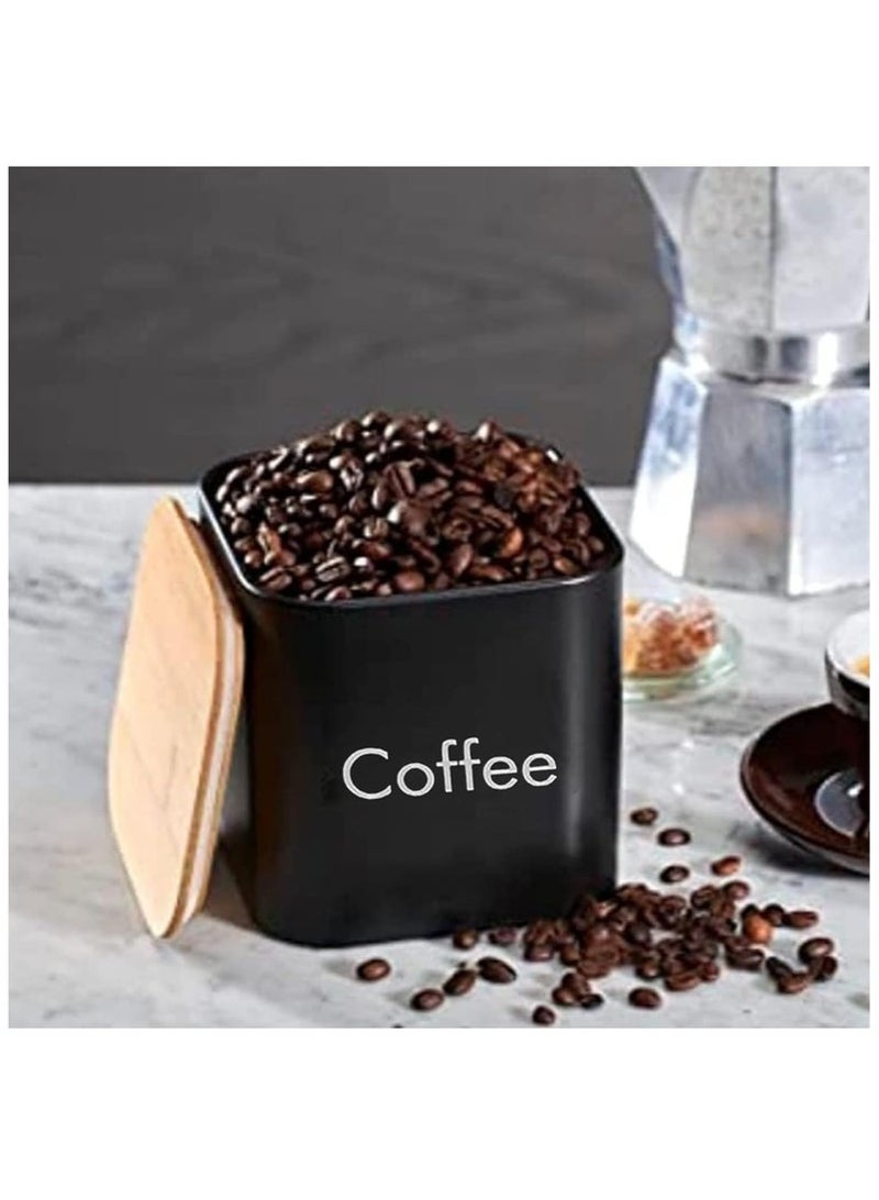 Arabest Coffee Tea Sugar Container Set - Black Iron Kitchen Canister Set with Bamboo Lids (3 Pieces, 48 oz) - Image 5